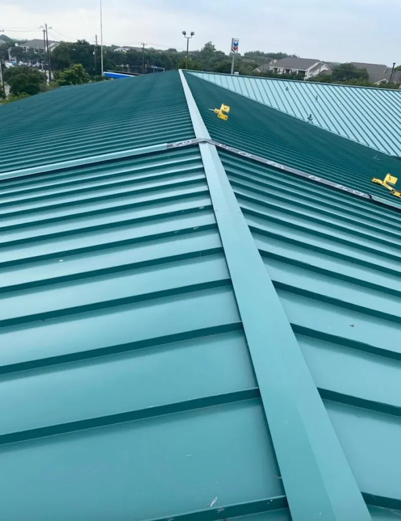 Green commercial metal roof ridge and valley for Metal Roof Repair in Kelso